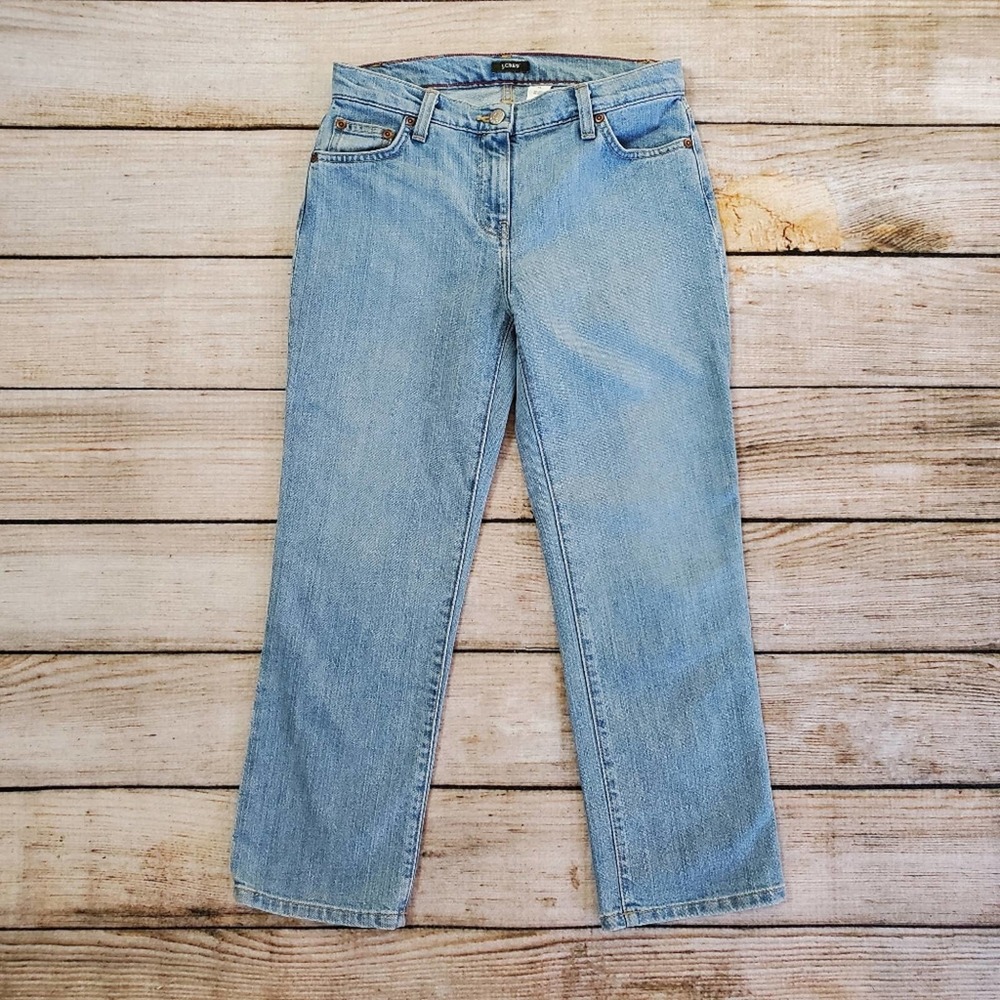 10%OFF🌲 J. Crew Light Wash Mid Rise Cropped Ankle Straight Leg Jeans Petite 4